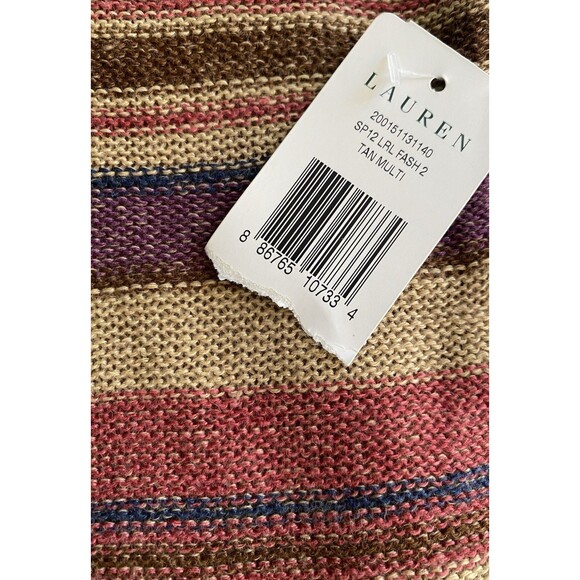 Lauren Ralph Lauren Women’s XL Striped Knit Sleeveless Sweater Tan Multi NWT - Picture 3 of 5